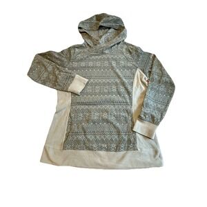 Columbia Womens Fleece Hoodie Snowflake Print AOP Charcoal Gray Size Large‎